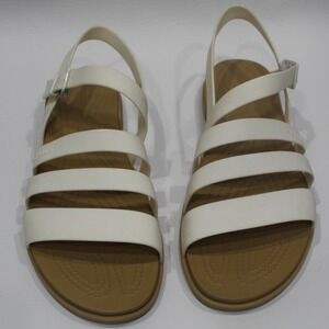 Crocs Women's Tulum Sandals White Strappy Flat Buckle Comfort Size 11